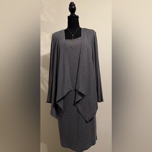 Jessica Howard Women's Size 18W Layered Shift Dress Solid Grey